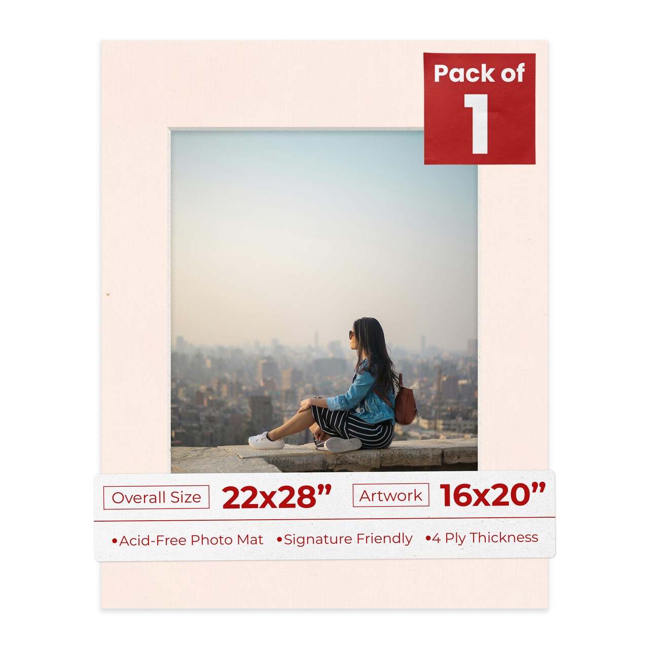 Oyster Bay Beige Mat Board for 22x28 Frames - Fits 16x20 Photos